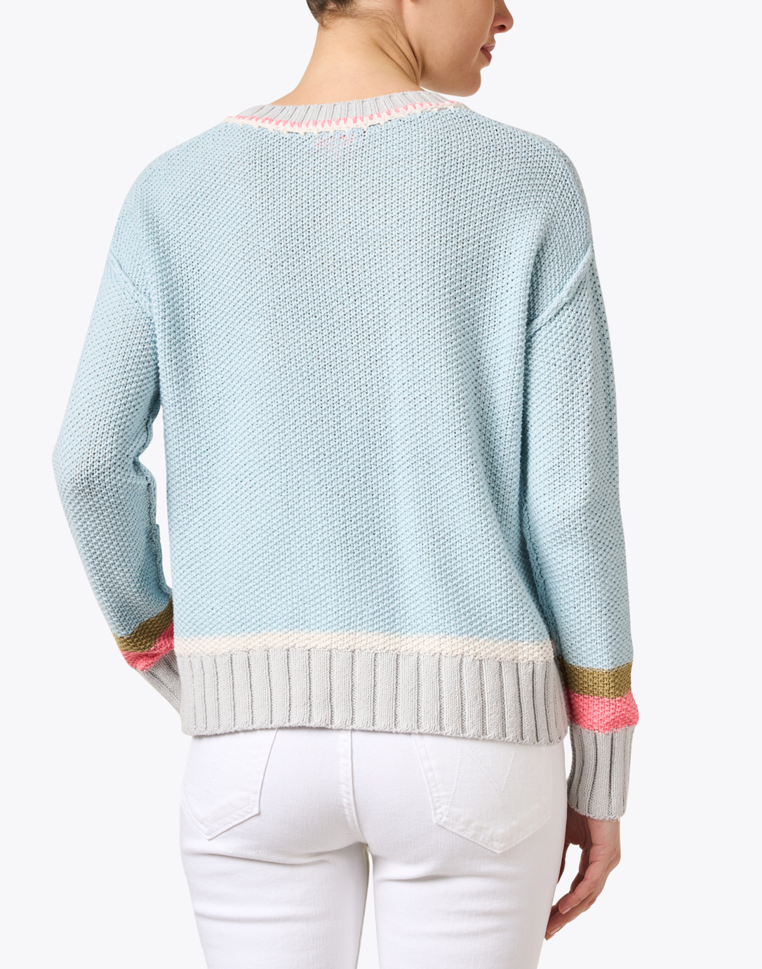 Aqua Blue Contrast Stripe Sweater | Todd