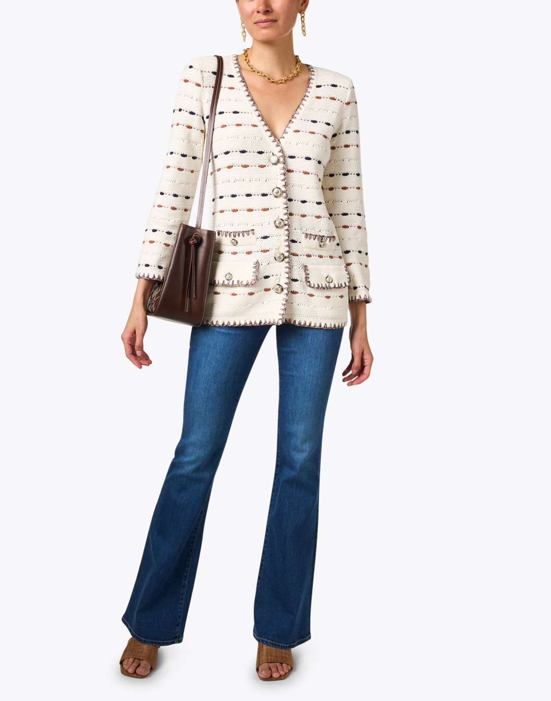 Ceriani Ivory Multi Knit Jacket Veronica Beard