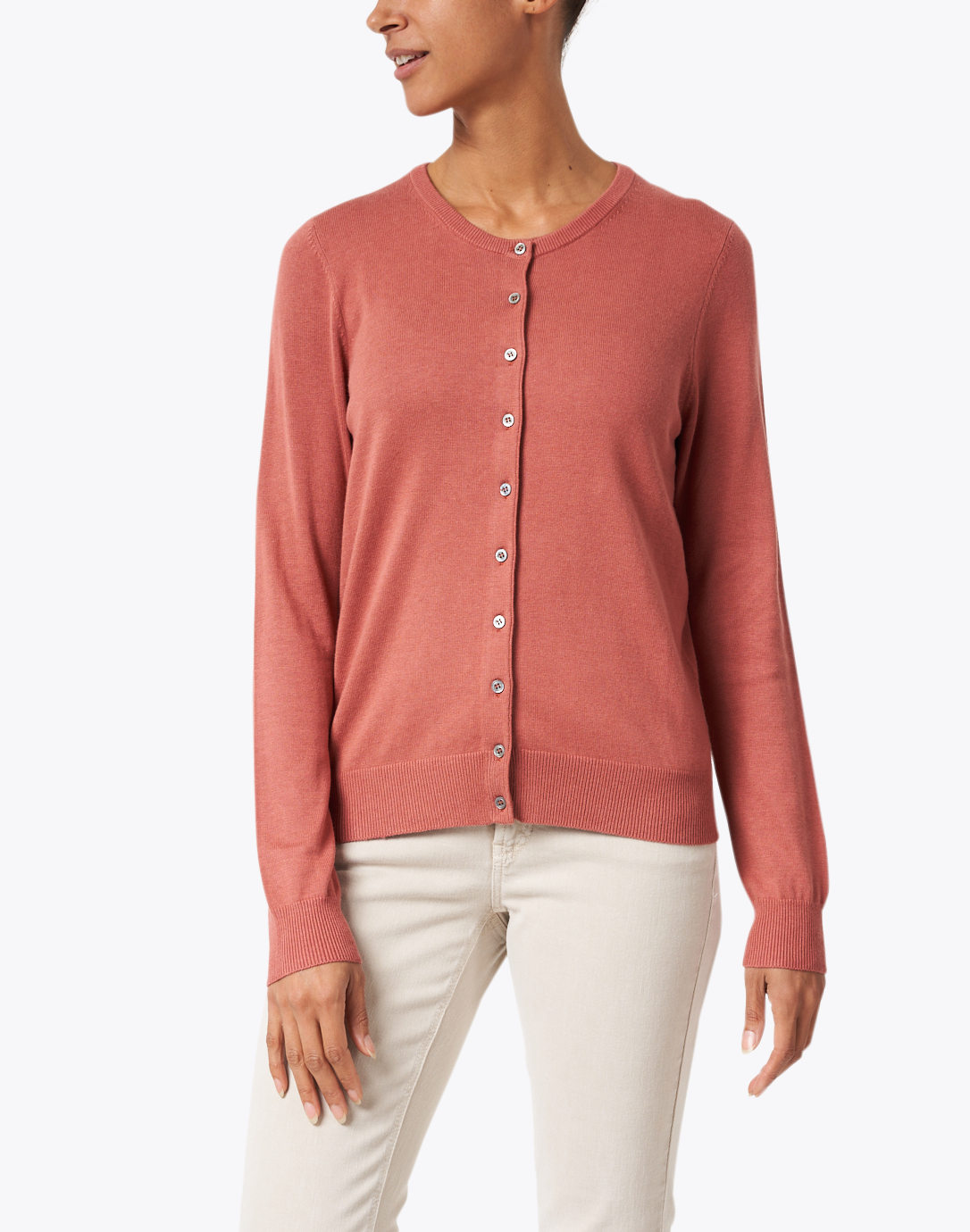 Dusty Red Cotton Button Down Cardigan | Repeat Cashmere | Halsbrook