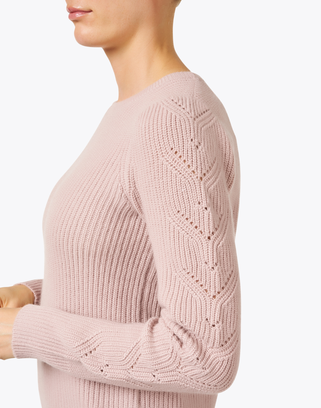 Batwing Sleeve Pointelle Knit Crop Top in Lilac