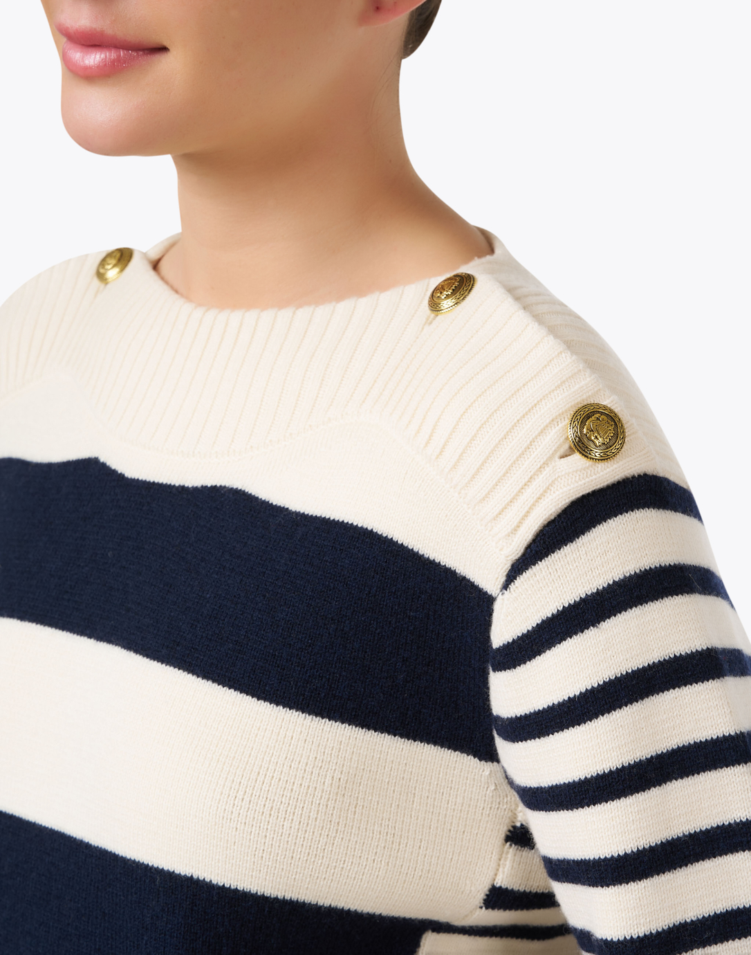 Poetesse Navy and White Striped Sweater