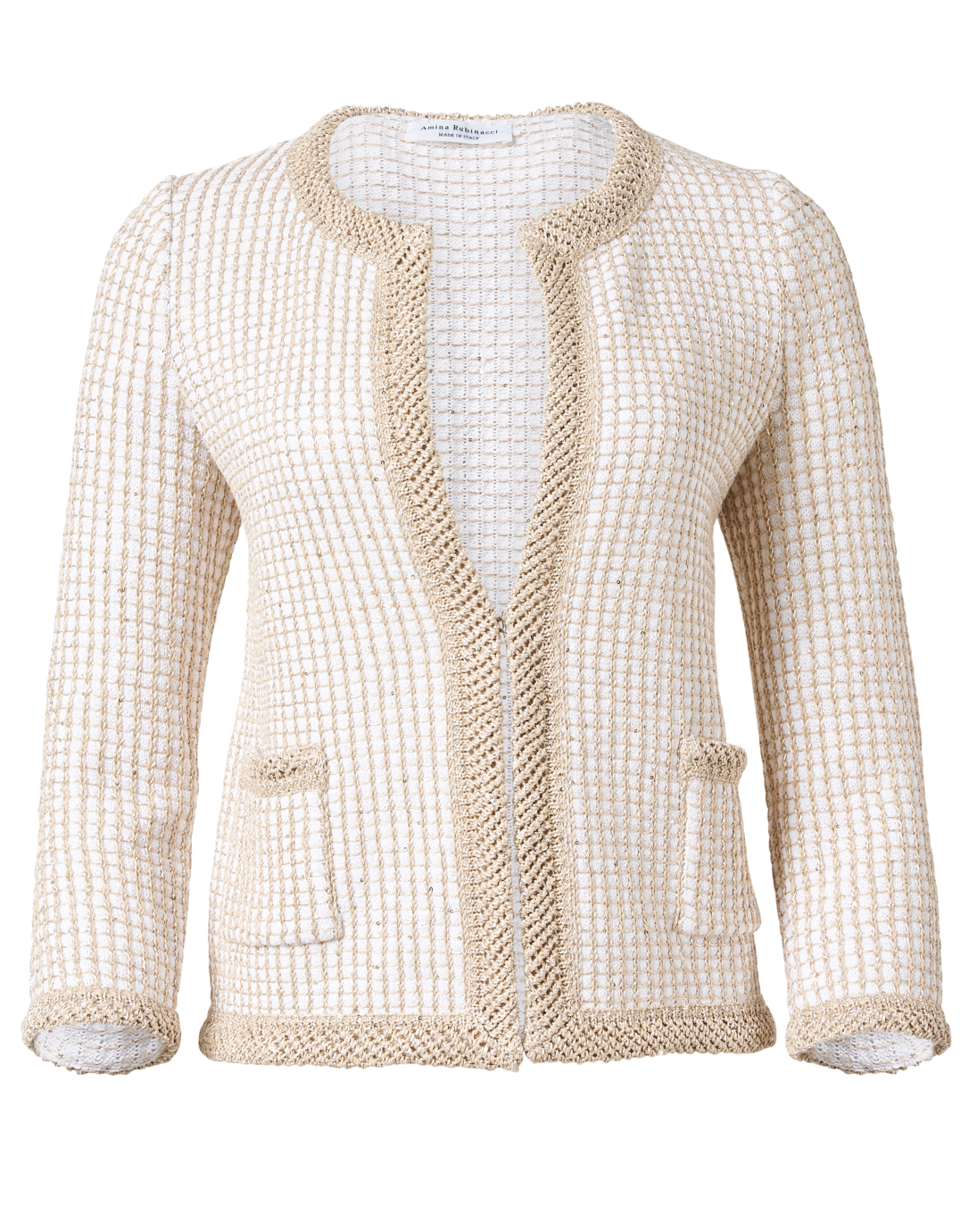 Shop Balmain Collarless Fringed Tweed Jacket