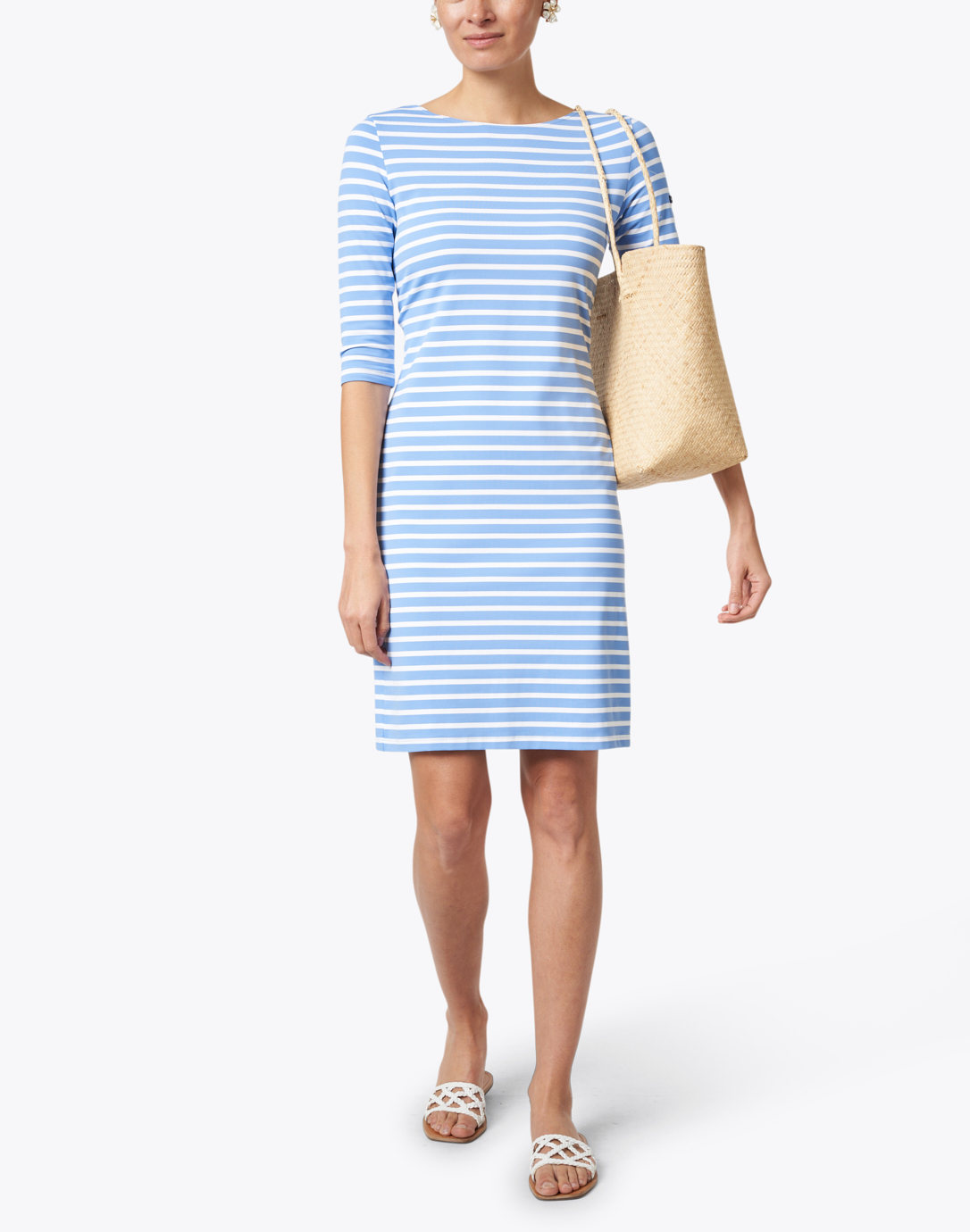 Propriano Blue and White Striped Jersey Dress