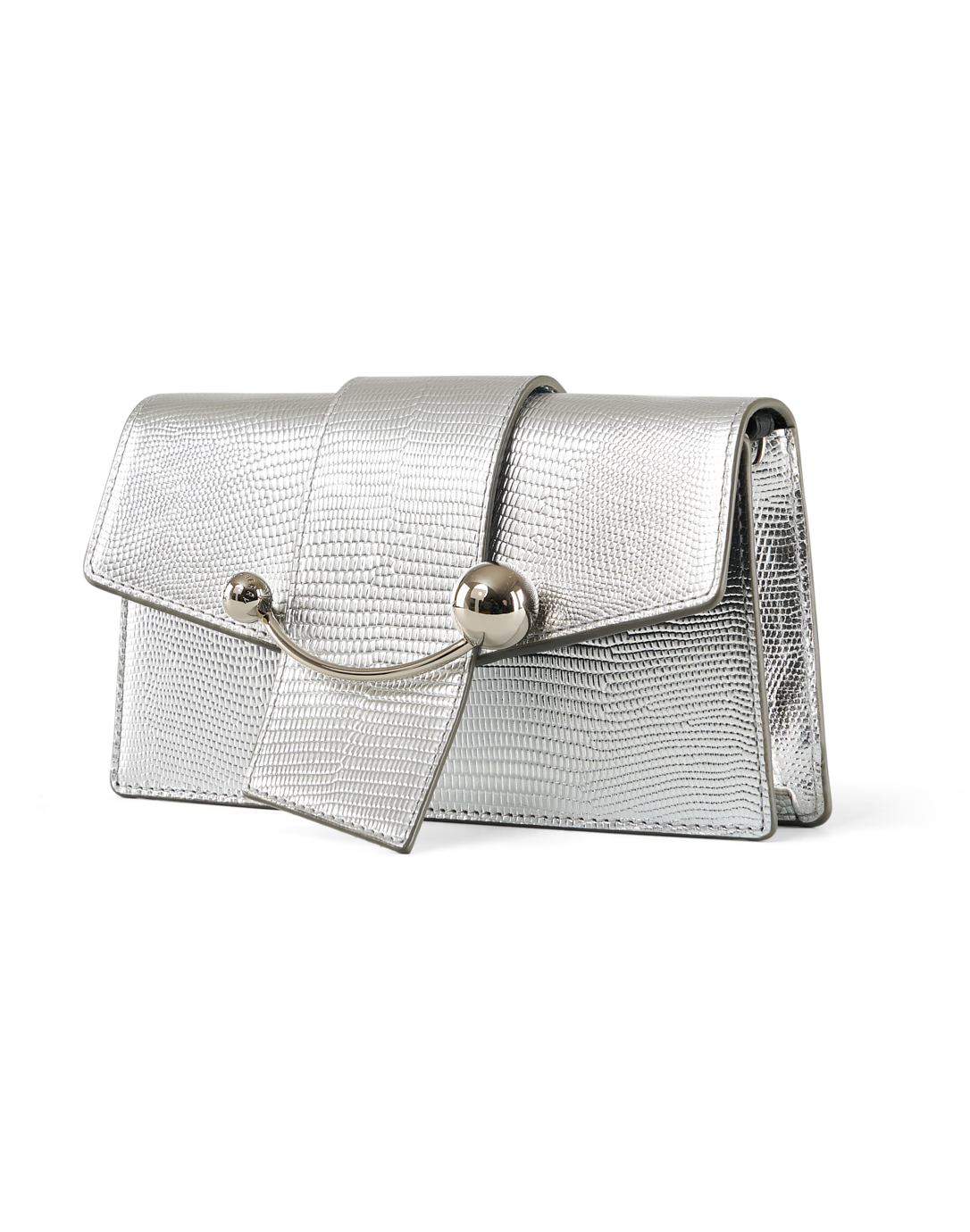 Strathberry Crescent Silver Wallet Bag