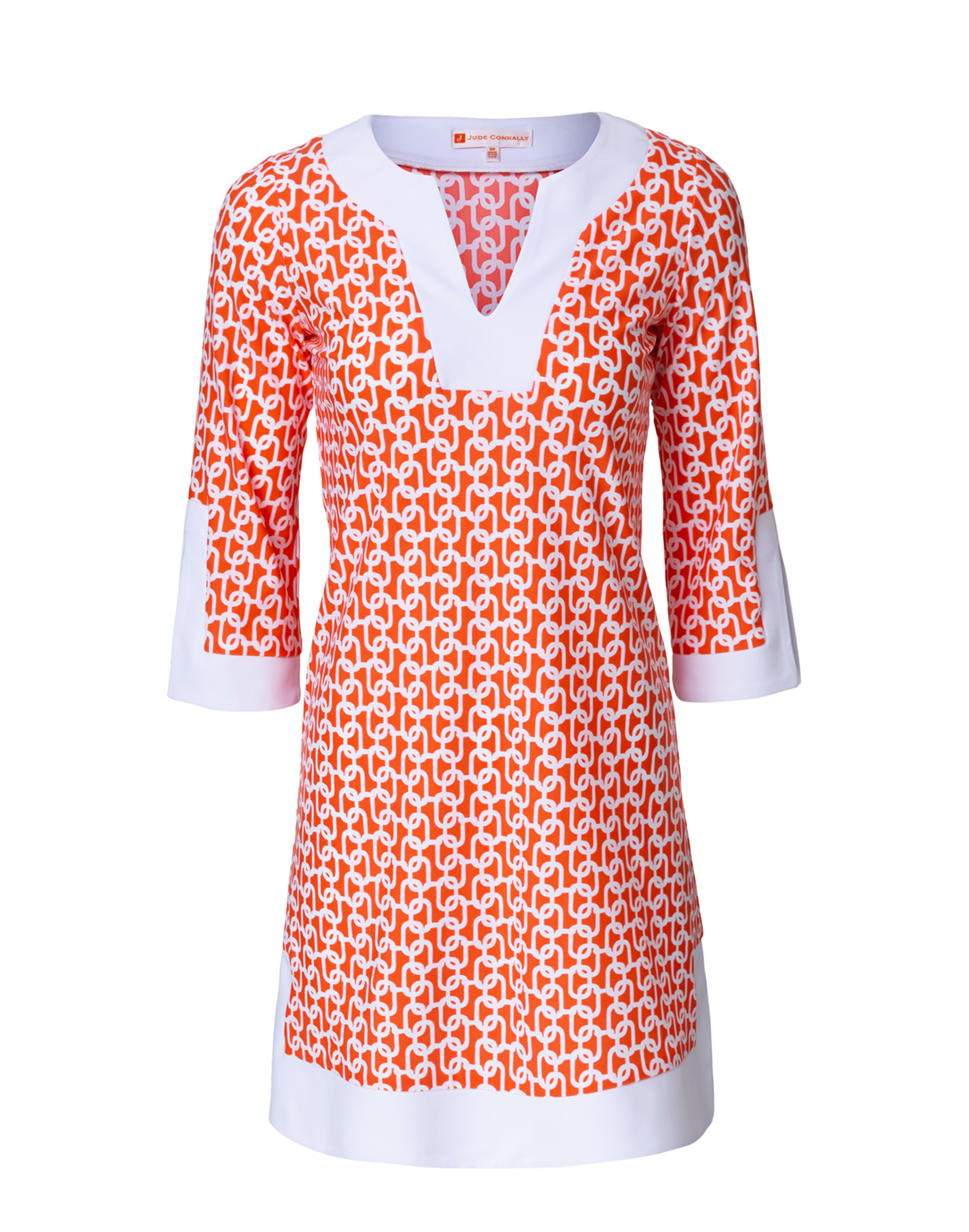 orange chain print dress