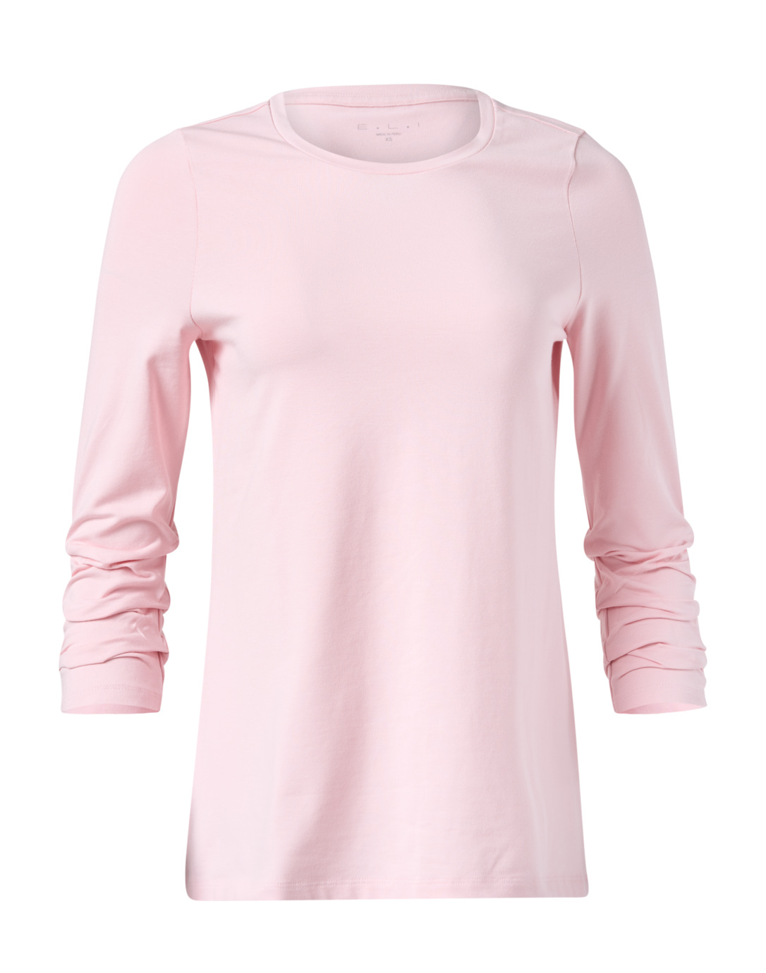 Pale Pink Pima Cotton Ruched Tee | E.L.I.