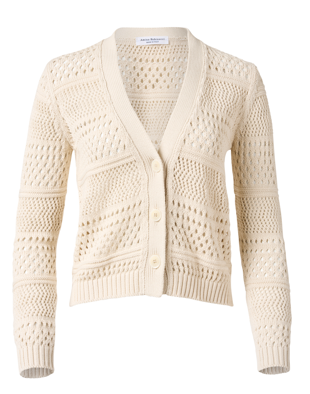 Gatsby Beige Cotton Crochet Cardigan | Amina Rubinacci