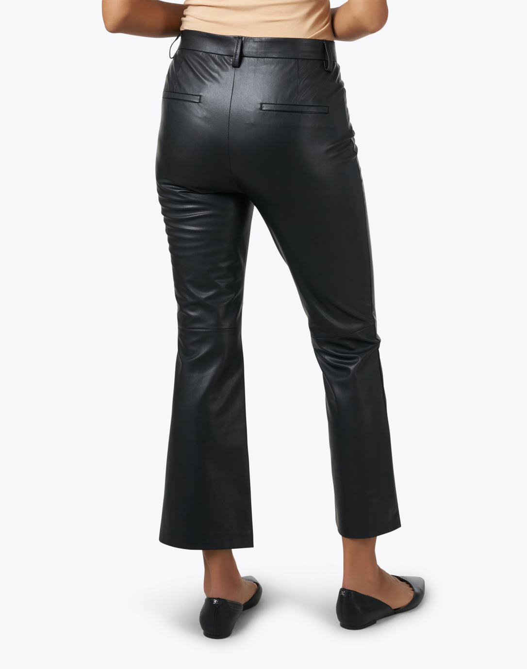 Aida Black Faux Leather Kick Flare Pant | MAC Jeans