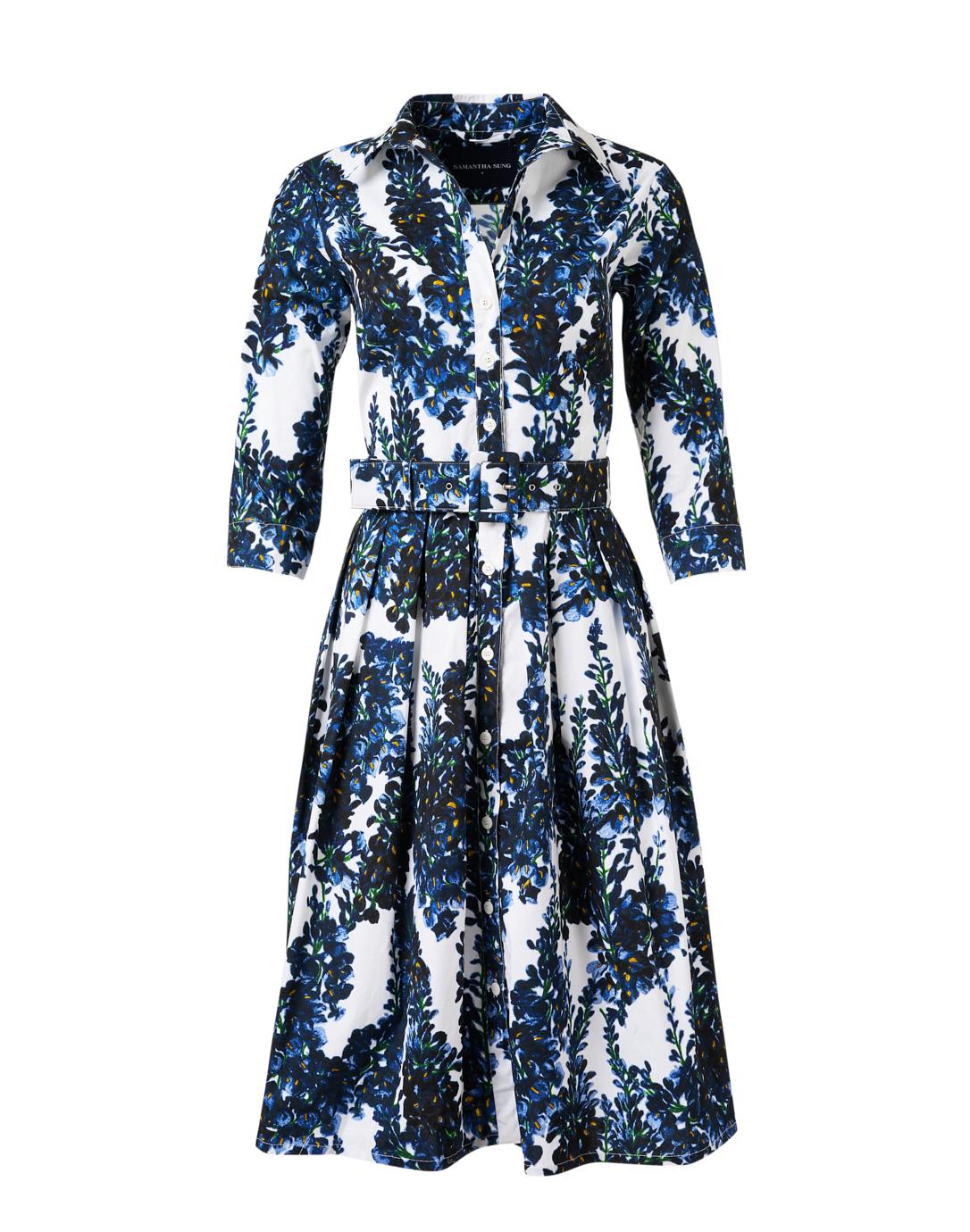 Audrey Navy Print Stretch Cotton Dress