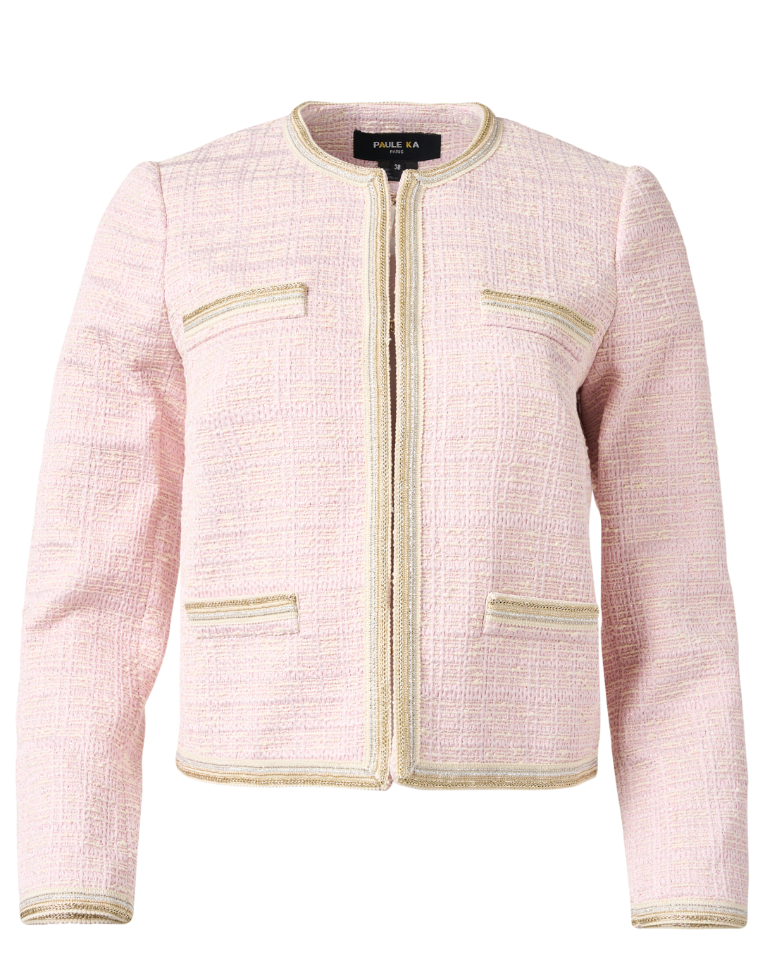 Pink Metallic Trim Tweed Jacket | Paule Ka