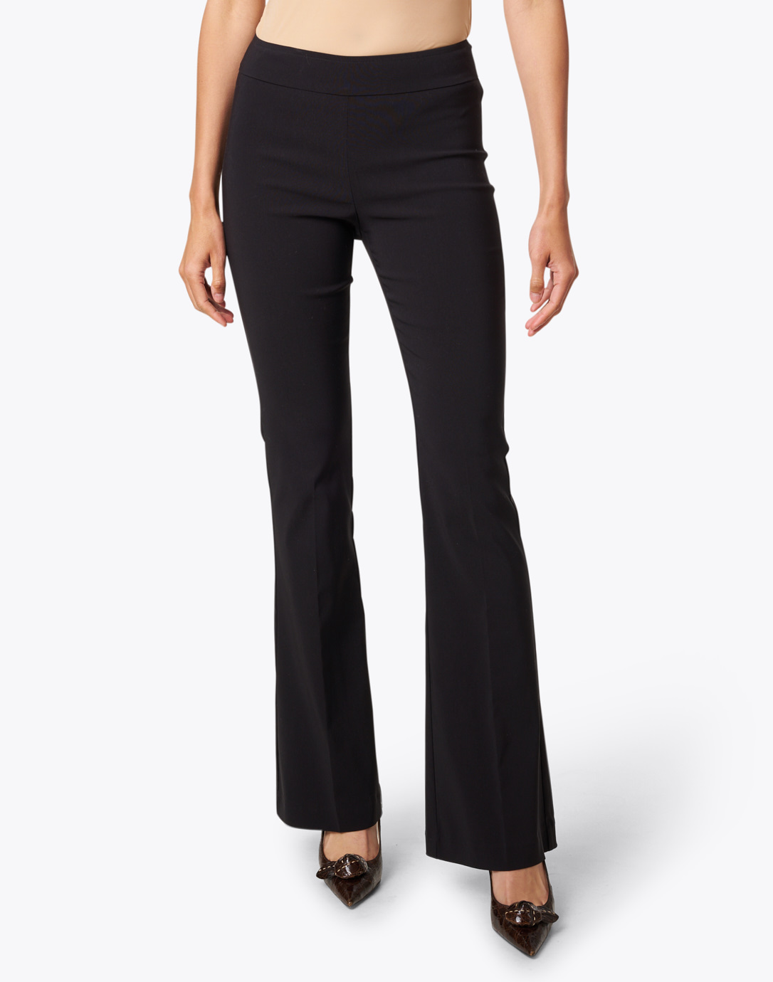 Avenue Montaigne Synthetic Bellini Full Length Flare in Black Womens Clothing Trousers Slacks and Chinos Full-length trousers 