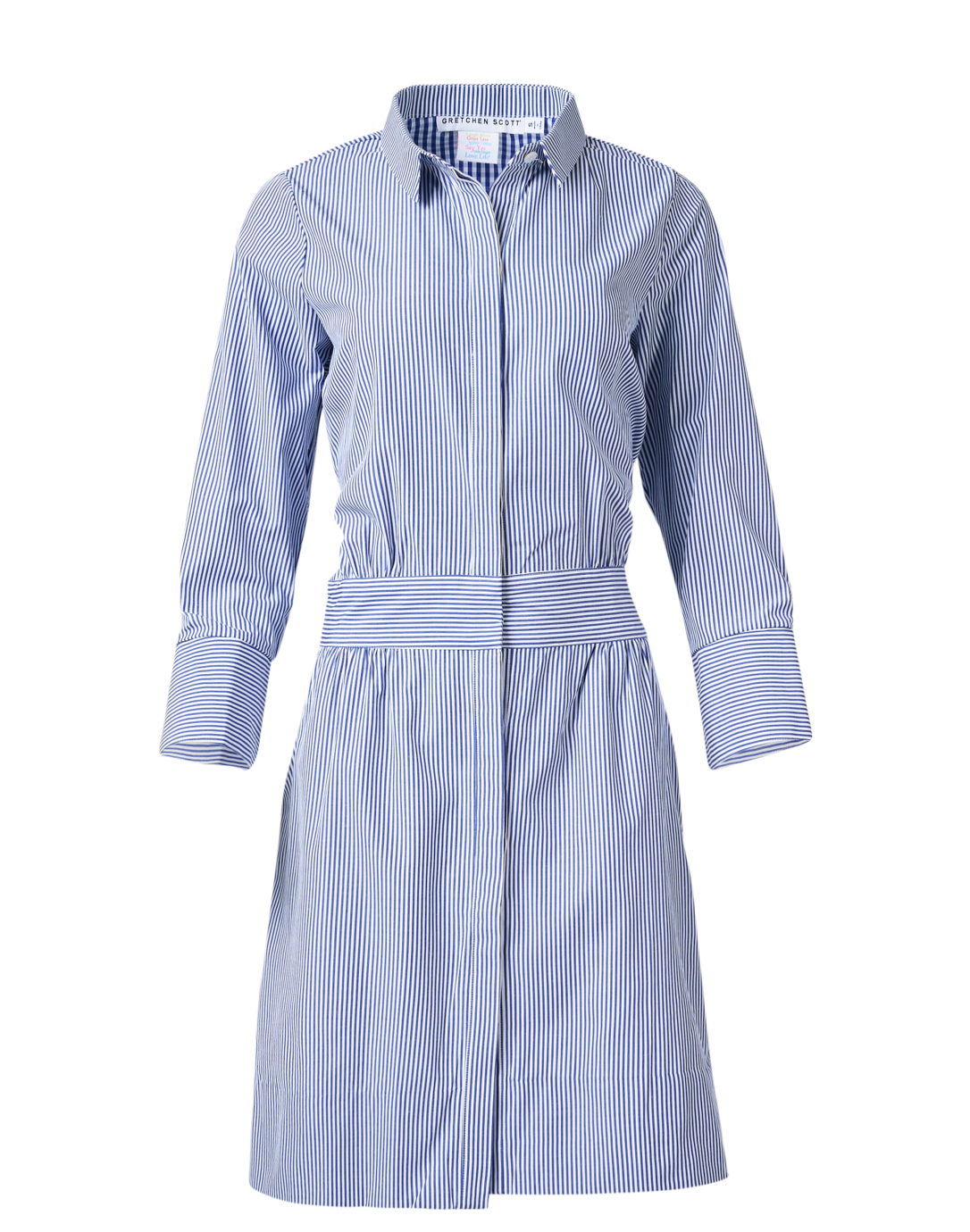 Breezy Blouson Navy and White Striped Shirt Dress | Gretchen Scott