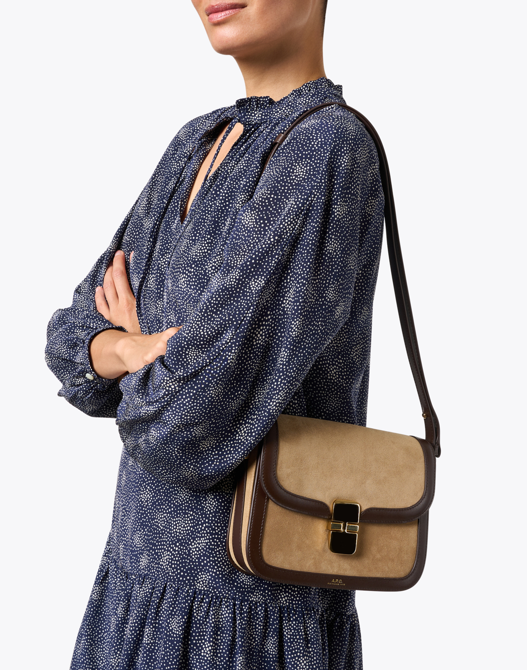 Grace Leather Shoulder Bag in Brown - A P C
