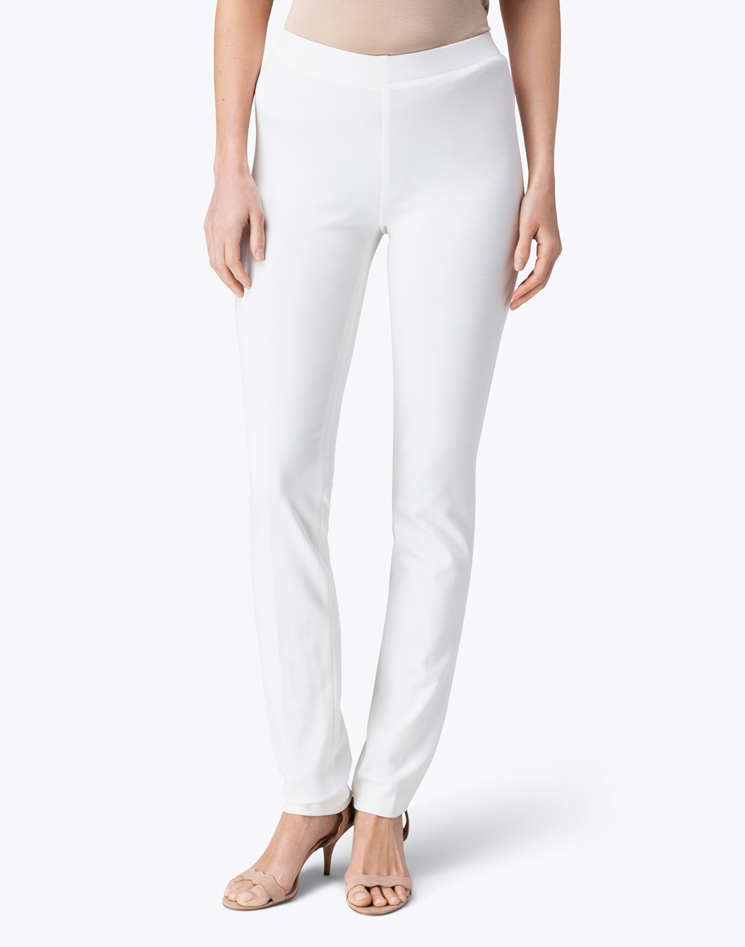 White Ponte Knit Pull On Pant | Marc Cain
