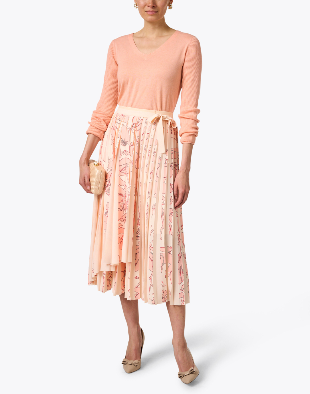 Pink Floral Print Pleated Skirt | Marc Cain