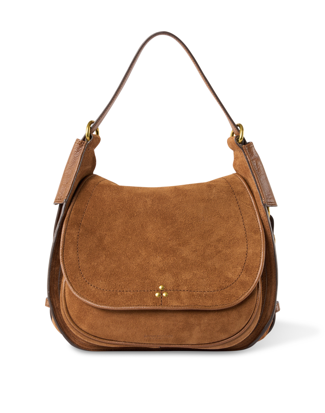Mini flap bag, Cotton & wool tweed & gold-tone metal, brown