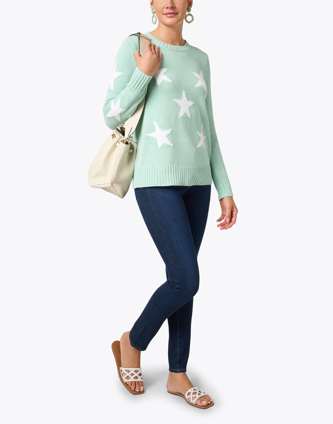 Sail to Sable Seafoam Green Cotton Intarsia Sweater - Size 12