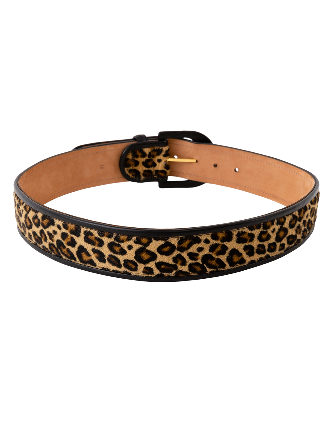 Leopard Calf Hair Belt with Black Leather Piping | W. Kleinberg | Halsbrook